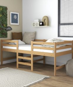 Krevet srednje visine od masivne borovine boja meda 90 x 200 cm