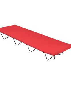Krevet za kampiranje 180x60x19 cm od tkanine i čelika crveni