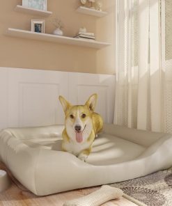 Krevet za pse bež 105 x 80 x25 cm od umjetne kože