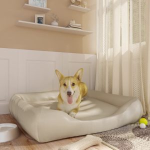 Krevet za pse bež 105 x 80 x25 cm od umjetne kože
