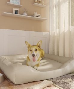 Krevet za pse bež 120 x 100 x 27 cm od umjetne kože