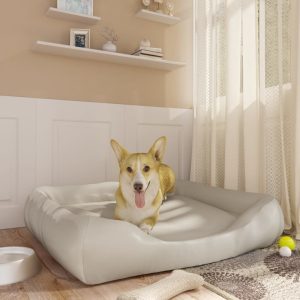 Krevet za pse bež 80 x 68 x 23 cm od umjetne kože