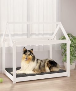 Krevet za pse bijeli 101x70x90 cm od masivne borovine