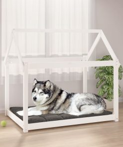 Krevet za pse bijeli 111x80x100 cm od masivne borovine