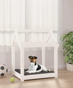 Krevet za pse bijeli 61x50x70 cm od masivne borovine