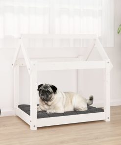 Krevet za pse bijeli 71x55x70 cm od masivne borovine