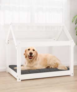 Krevet za pse bijeli 81 x 60 x 70 cm od masivne borovine