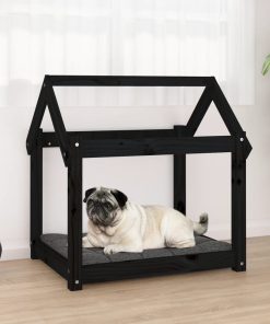Krevet za pse crni 71 x 55 x 70 cm od masivne borovine