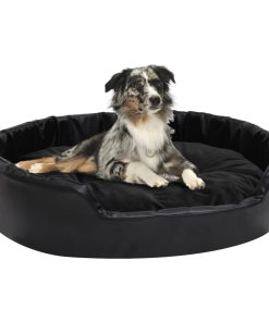 Krevet za pse crni 90 x 79 x 20 cm od pliša i umjetne kože