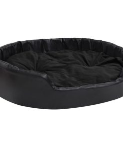 Krevet za pse crni 99 x 89 x 21 cm od pliša i umjetne kože