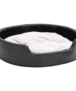 Krevet za pse crni i bež 79 x 70 x 19 cm od pliša i umjetne kože