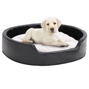 Krevet za pse crni i bež 79 x 70 x 19 cm od pliša i umjetne kože
