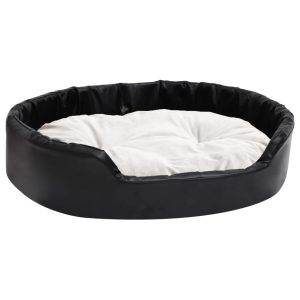 Krevet za pse crni i bež 90 x 79 x 20 cm pliš i umjetna koža