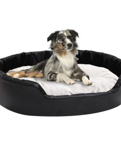 Krevet za pse crni i bež 90 x 79 x 20 cm pliš i umjetna koža