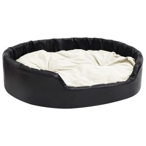 Krevet za pse crni i bež 99 x 89 x 21 cm pliš i umjetna koža