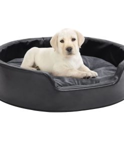 Krevet za pse crni i tamnosivi 69x59x19 cm pliš i umjetna koža
