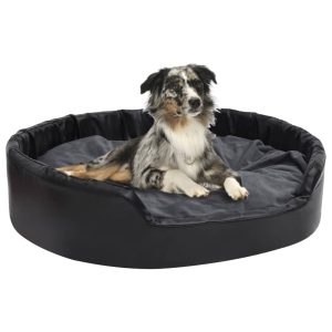Krevet za pse crni i tamnosivi 99x89x21 cm pliš i umjetna koža