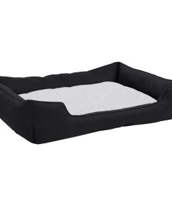 Krevet za pse crno-bijeli 65x50x20 cm flis s izgledom platna