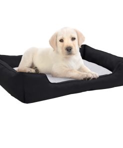 Krevet za pse crno-bijeli 65x50x20 cm flis s izgledom platna