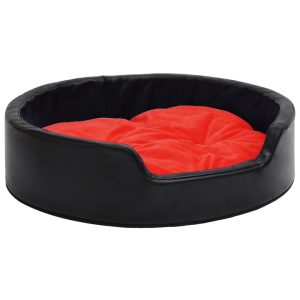 Krevet za pse crno-crveni 99 x 89 x 21 cm pliš i umjetna koža