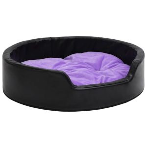 Krevet za pse crno-ljubičasti 99x89x21 cm pliš i umjetna koža