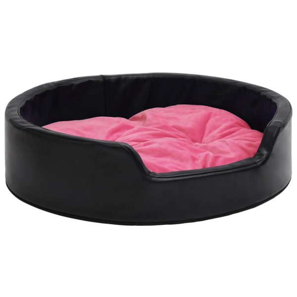 Krevet za pse crno-ružičasti 90x79x20 cm pliš i umjetna koža