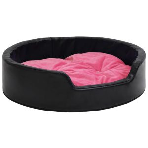 Krevet za pse crno-ružičasti 99x89x21 cm pliš i umjetna koža