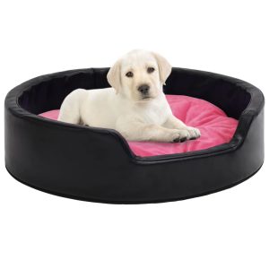 Krevet za pse crno-ružičasti 99x89x21 cm pliš i umjetna koža