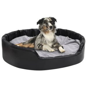 Krevet za pse crno-sivi 99 x 89 x 21 cm od pliša i umjetne kože