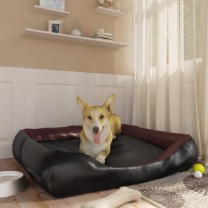 Krevet za pse crno-smeđi 105 x 80 x 25 cm od umjetne kože