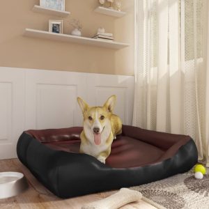 Krevet za pse crno-smeđi 80 x 68 x 23 cm od umjetne kože