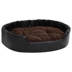 Krevet za pse crno-smeđi 90 x 79 x 20 cm pliš i umjetna koža