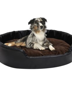 Krevet za pse crno-smeđi 90 x 79 x 20 cm pliš i umjetna koža