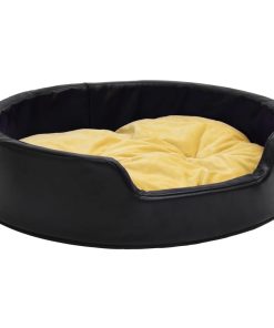 Krevet za pse crno-žuti 79 x 70 x 19 cm od pliša i umjetne kože