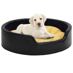 Krevet za pse crno-žuti 79 x 70 x 19 cm od pliša i umjetne kože