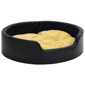 Krevet za pse crno-žuti 90 x 79 x 20 cm od pliša i umjetne kože