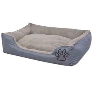 Krevet za pse s podstavljenim jastukom veličina XL sivi