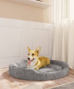 Krevet za pse sivi 90 x 70 x 23 cm plišani