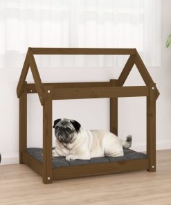 Krevet za pse smeđa boja meda 71x55x70 cm od masivne borovine