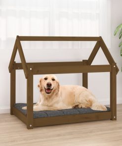 Krevet za pse smeđa boja meda 81x60x70 cm od masivne borovine