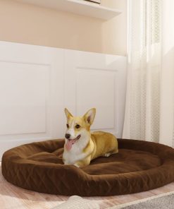 Krevet za pse smeđi 110 x 90 x23 cm plišani