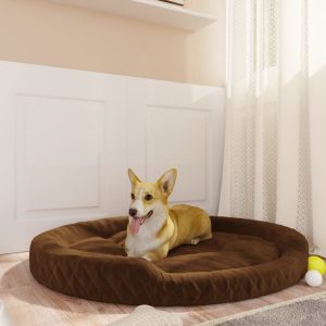 Krevet za pse smeđi 110 x 90 x23 cm plišani