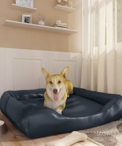 Krevet za pse tamnoplavi 80 x 68 x 23 cm od umjetne kože