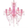 Kristalna svjetiljka s 5 žarulja ružičasta