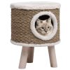 Kućica za mačke s drvenim nogama 41 cm od morske trave