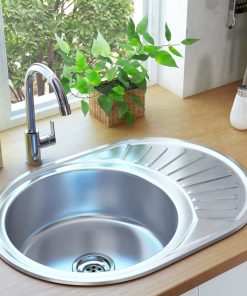 Kuhinjski sudoper s cjedilom i sifonom ovalni nehrđajući čelik