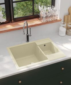 Kuhinjski sudoper s dvije kadice bež granitni
