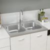 Kuhinjski sudoper s dvije kadice srebrni 800x600x155 mm čelični