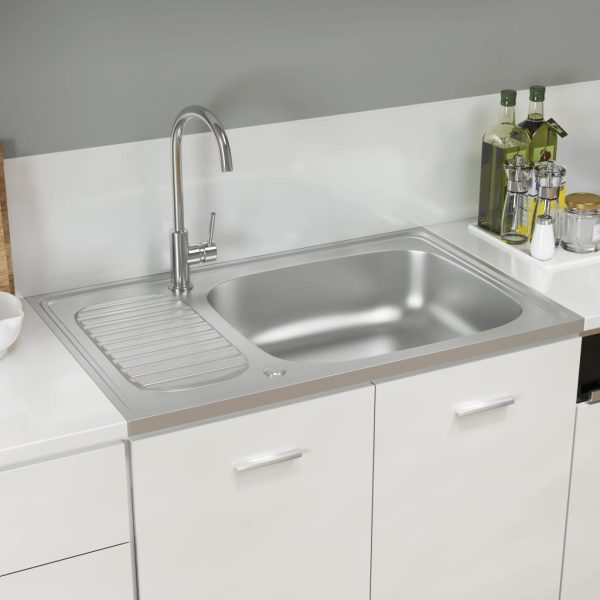 Kuhinjski sudoper srebrni 800x500x155 mm od nehrđajućeg čelika