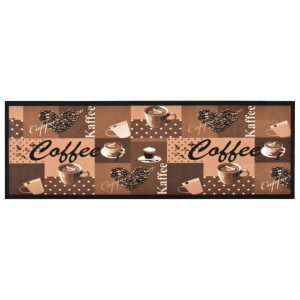 Kuhinjski tepih s uzorkom kave perivi smeđi 60 x 180 cm